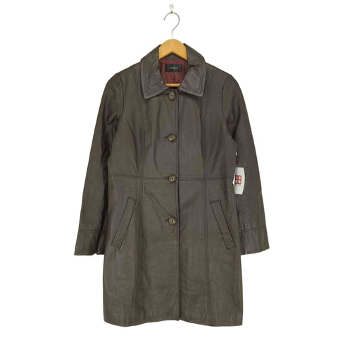 Liryus lamb leather ラムレザーステンカラーコート レディース L