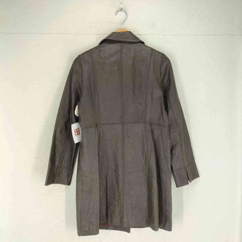 Liryus lamb leather ラムレザーステンカラーコート レディース L