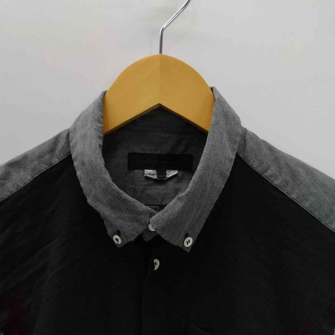 コムデギャルソンオムドゥ COMME des GARCONS HOMME DEUX AD2011 染色加工 バイカラー ヘムアシンメトリー ボタンダウン L/S シャツ メンズ JPN:L