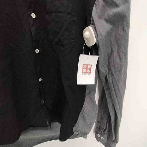 コムデギャルソンオムドゥ COMME des GARCONS HOMME DEUX AD2011 染色加工 バイカラー ヘムアシンメトリー ボタンダウン L/S シャツ メンズ JPN:L