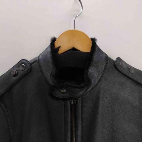 メイルアンドコー MALE & Co. ラムレザー 羊革 ムートン シングル ライダースジャケット メンズ JPN:M