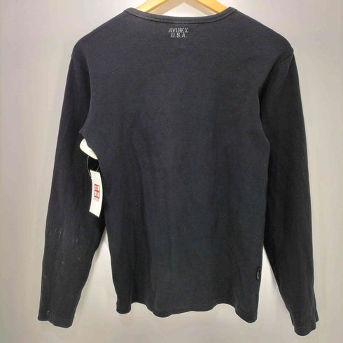 アヴィレックス AVIREX リブ 長袖 クルーネック Tシャツ メンズ import:M