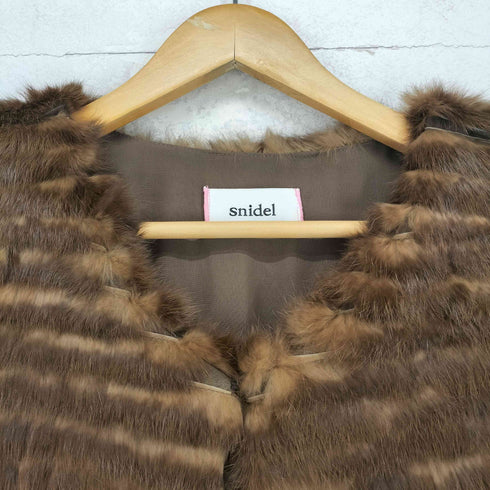 スナイデル snidel rabbit fur ラビットファーノーカラージャケット レディース F