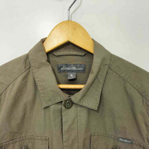 エディーバウアー Eddie Bauer コットンポプリン 4ポケット ミリタリーシャツ サファリ メンズ import:S
