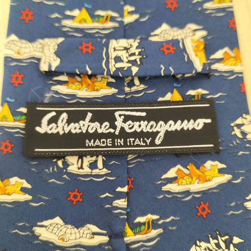 サルヴァトーレフェラガモ Salvatore Ferragamo アニマル柄シルクネクタイ メンズ