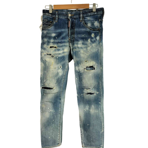 ディースクエアード DSQUARED2 ダメージリペア加工 ストレッチ スケーター デニムパンツ メンズ JPN:42