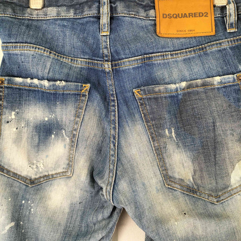 ディースクエアード DSQUARED2 ダメージリペア加工 ストレッチ スケーター デニムパンツ メンズ JPN:42