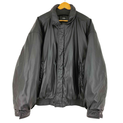 ザラ ZARA フェイクレザーパフジャケット メンズ import:XL
