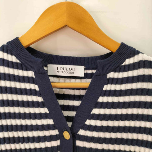 ルルウィルビー LOULOU WILLOUGHBY バイカラーキーネック5分袖カーディガン レディース JPN:2