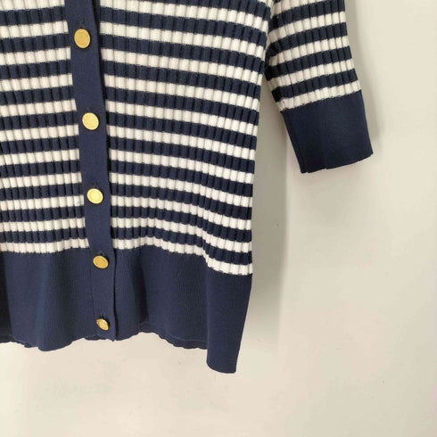 ルルウィルビー LOULOU WILLOUGHBY バイカラーキーネック5分袖カーディガン レディース JPN:2