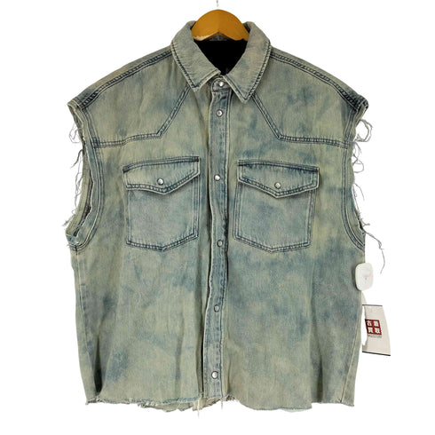 ザラ ZARA ダメージデニムベスト メンズ import:M