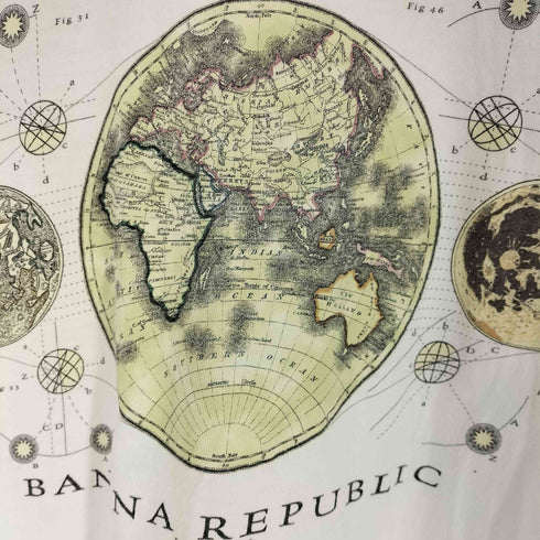 バナナリパブリック BANANA REPUBLIC 90S USA製 世界地図 地球 両面プリント シングルステッチ S/S クルーネック Tシャツ メンズ import:S