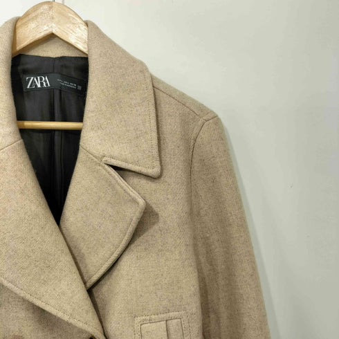 ザラ ZARA クロップドダブルブレストウールブレンドコート レディース import:L