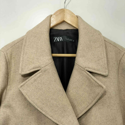 ザラ ZARA クロップドダブルブレストウールブレンドコート レディース import:L