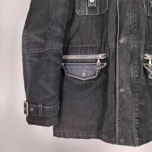 ROUSHATTE GARMENTS フェイクファー ヘリンボーン ツイル 裏地キルティング ハーフ コート Y2K メンズ import:XL