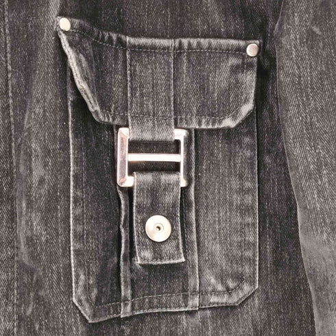 ROUSHATTE GARMENTS フェイクファー ヘリンボーン ツイル 裏地キルティング ハーフ コート Y2K メンズ import:XL