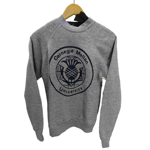 タルテックス TULTEX 80S USA製 Carnegle Mellon University カレッジ ロゴ プリント ラグランスリーブ 霜降り スウェット メンズ import:M