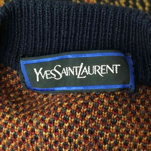 イヴサンローラン Yves Saint Laurent ウール100%総柄カーディガン メンズ