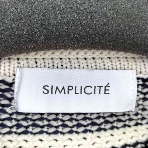 シンプリシテェ SIMPLICITE ボーダー クルーネック カーディガン レディース