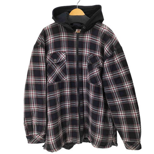 ディッキーズ Dickies 裏地キルティング ヘビーネル フーディチェックシャツジャケット メンズ 3xl