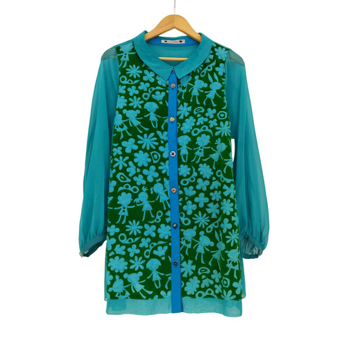 アルベロベロ OLLEBOREBLA オレボレブラ ブタさん フロッキープリント フリル シアー 長袖シャツブラウス チュニック レディース