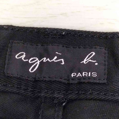 アニエスベー agnes b. 00S フランス製 ボタンフライ ブラック スリム ストレート パンツ レディース 40