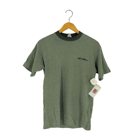 ローカルモーション local motion 90S USA製 Cal Cruボディ ロゴ刺繍 トリムネック ボーダー S/S Tシャツ シングルステッチ メンズ import:M