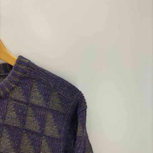 イッセイミヤケ ISSEY MIYAKE 70-80S オールスタイル期 幾何学柄 ウール アクリル ローゲージ ニット セーター メンズ