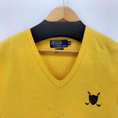 ポロバイラルフローレン Polo by RALPH LAUREN 80-90S ゴルフクレスト 刺繍 Vネック コットン ニット ベスト メンズ import:M
