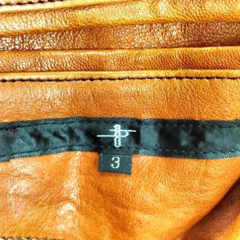 ノーアイディー NO ID. lamb leather 裏地総柄ダブルジップラムレザージャケット メンズ 3