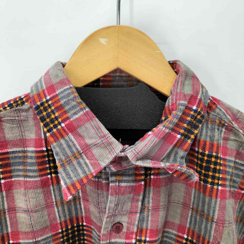 COTTON SEAR プリント柄 コーデュロイチェックシャツ メンズ 42-16½