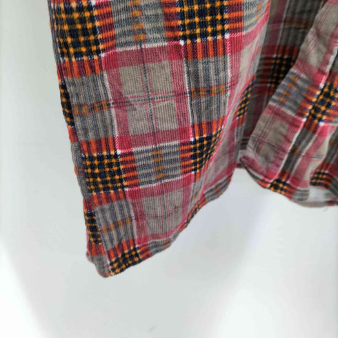 COTTON SEAR プリント柄 コーデュロイチェックシャツ メンズ 42-16½