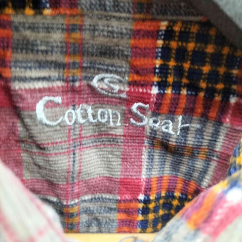 COTTON SEAR プリント柄 コーデュロイチェックシャツ メンズ 42-16½