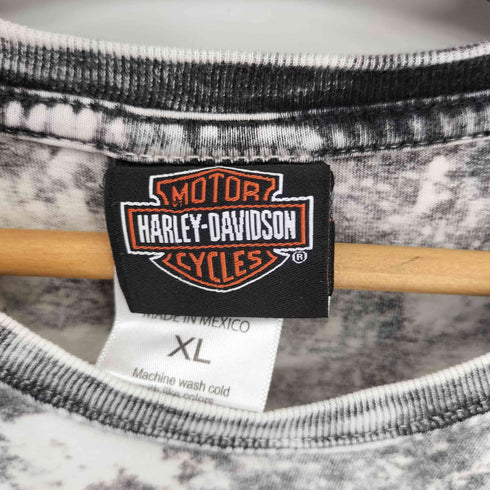 ハーレーダビッドソン HARLEY-DAVIDSON muscle shirt 総柄 イラストプリント ノースリーブ Tシャツ メンズ import:XL