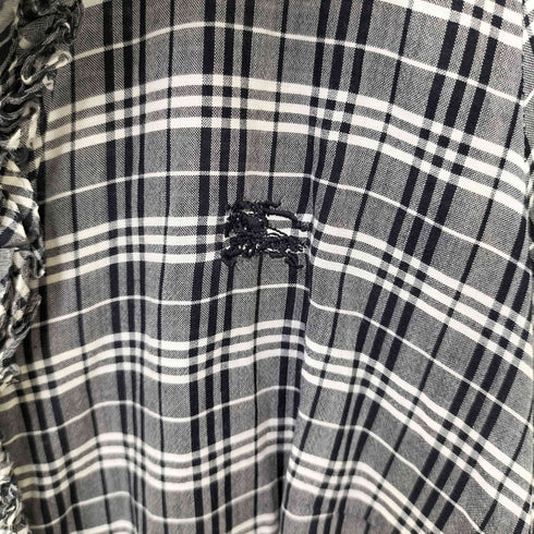 バーバリーブルーレーベル BURBERRY BLUE LABEL ロゴ刺繍 フリルデザイン 半袖 チェックブラウス レディース EUR:38