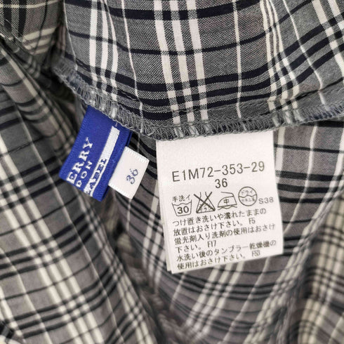 バーバリーブルーレーベル BURBERRY BLUE LABEL ロゴ刺繍 フリルデザイン 半袖 チェックブラウス レディース EUR:38