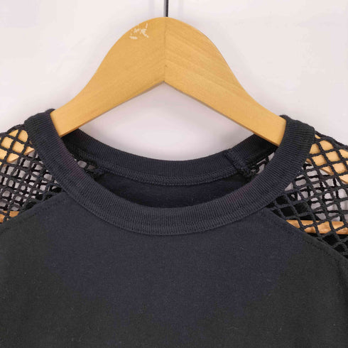 ハレ HARE クルーネック サイドスリット 切替しメッシュ スウェット トレーナー レディース F