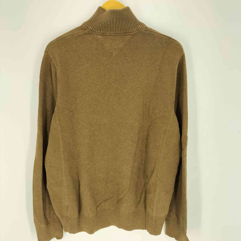 トミーヒルフィガー TOMMY HILFIGER ロゴ刺繍 ハーフジップ モックネック コットン ニット プルオーバー メンズ import:XL