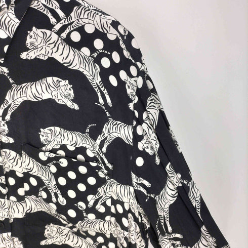 ザラ ZARA トラ 虎柄 アニマル柄 ドット柄 総ビスコース L/S シャツ レディース import:L