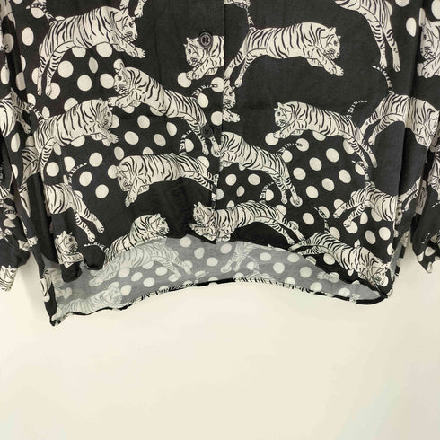 ザラ ZARA トラ 虎柄 アニマル柄 ドット柄 総ビスコース L/S シャツ レディース import:L