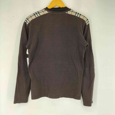 バーバリーブラックレーベル BURBERRY BLACK LABEL ノバチェックショルダー L/S Vネック Tシャツ レディース JPN:2
