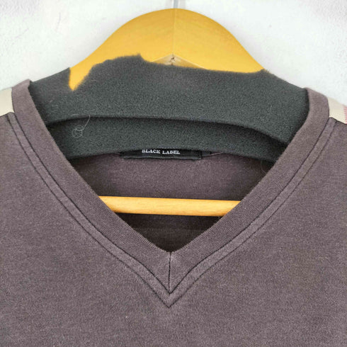 バーバリーブラックレーベル BURBERRY BLACK LABEL ノバチェックショルダー L/S Vネック Tシャツ レディース JPN:2