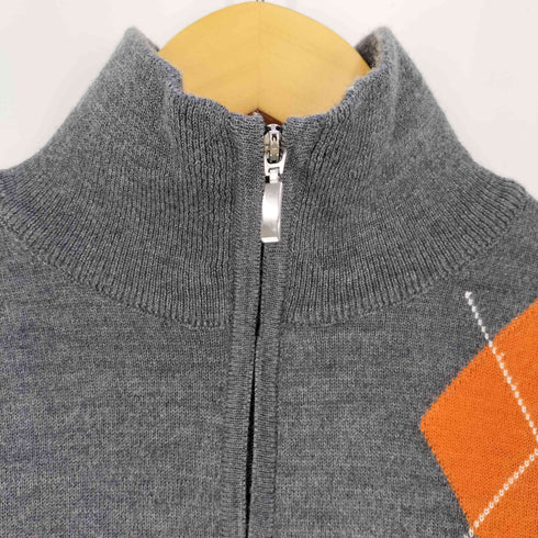 バーニーズニューヨーク BARNEYS NEWYORK イタリア製 アクリル メリノウール アーガイル柄 ハーフジップ ニット メンズ EUR:48