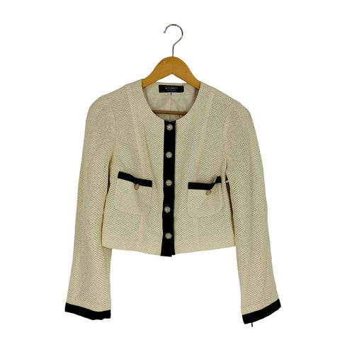 エムズグレイシー Ms GRACY 花ボタン ツートン ノーカラージャケット レディース JPN:40