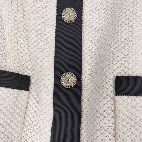 エムズグレイシー Ms GRACY 花ボタン ツートン ノーカラージャケット レディース JPN:40