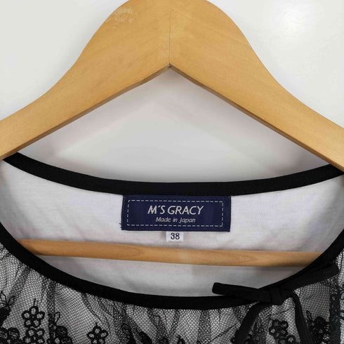 エムズグレイシー Ms GRACY レース リボン クルーネックTシャツ レディース JPN:38