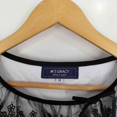 エムズグレイシー Ms GRACY レース リボン クルーネックTシャツ レディース JPN:38