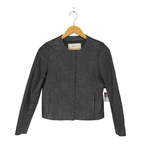 ルージュヴィフ Rouge vif lamb leather ラムレザー比翼ノーカラージャケット レディース 38