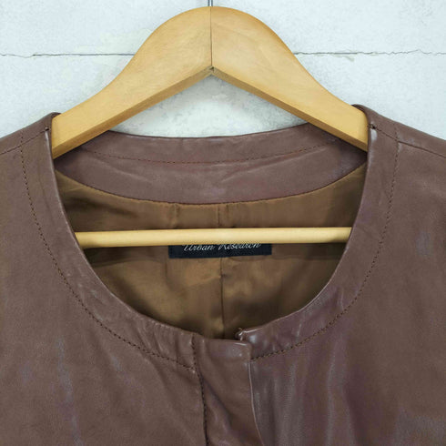 アーバンリサーチ URBAN RESEARCH lamb leather ラムレザー比翼ノーカラージャケット レディース 38