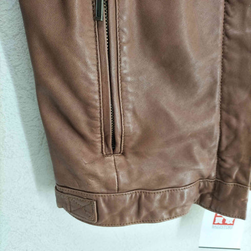 アーバンリサーチ URBAN RESEARCH lamb leather ラムレザー比翼ノーカラージャケット レディース 38